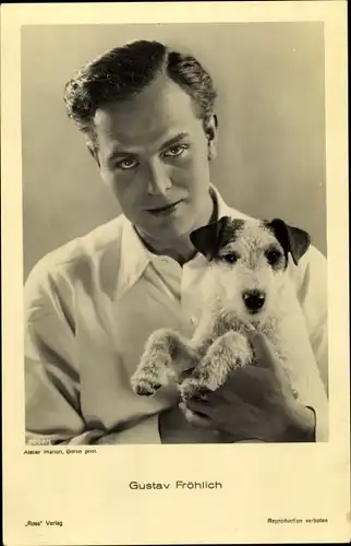 Ak Schauspieler Gustav Fröhlich, Portrait, Terrier