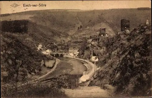 Ak Esch sur Sure Esch an der Sauer Luxemburg, Panorama, Ruine