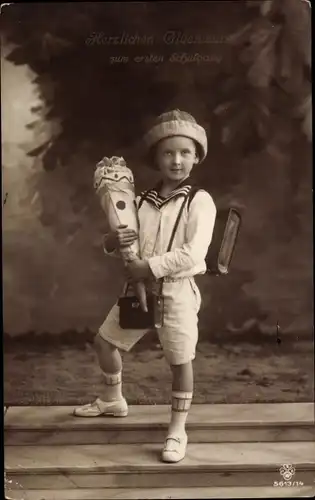 Ak Glückwunsch Einschulung, Schüler, Schultasche, Schultüte