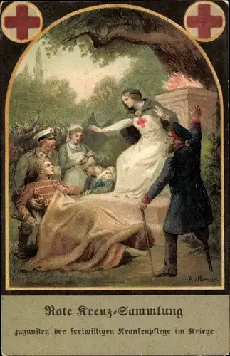 Künstler Ak Roessler, A. v., Rote Kreuz Sammlung, freiwillige Krankenpflege, Krankenschwester