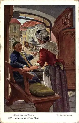 Künstler Ak Elßner, F., Wolgang von Goethe, Hermann und Dorothea, Serie 132 Nr. 3748