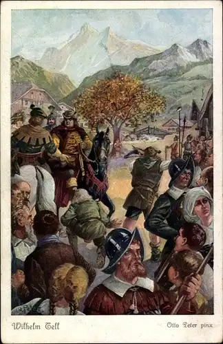 Künstler Ak Peter, O., Wilhelm Tell, Apfelschuss