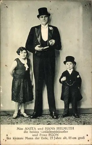Ak Miss Anita und Hans Helmuth, Prinz Egon, der kleinste Mann der Erde