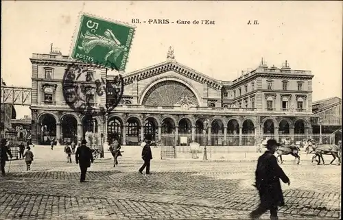Ak Paris X, Gare de l'Est, Blick auf den Bahnhof, Passanten