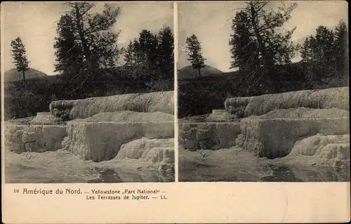 Stereo Ak Wyoming USA, Yellowstone National Parc, les Terrasses de Jupiter