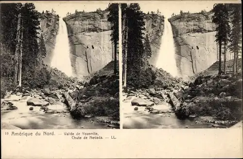 Stereo Ak Yosemite Valley Kalifornien USA, Amérique du Nord, Chute de Nevada