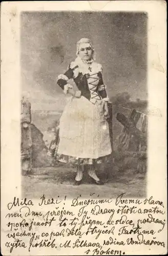 Ak Frau in tschechischer Tracht, Standportrait