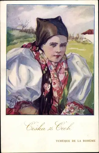 Künstler Ak Ceska z Cech, Mädchen in tschechischer Tracht