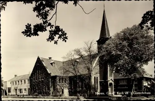 Ak Haren Groningen Niederlande, Geref. Kerk en 't Gorechthuis