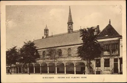 Ak Zierikzee Zeeland, Beurs met kleine Kerk