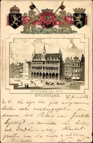Passepartout Ak Bruxelles Brüssel, Maison du Roi, Wappen