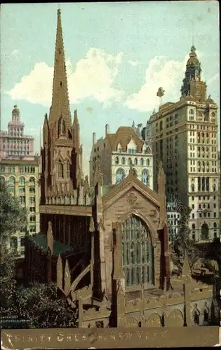 Ak New York City USA, Trinity Church
