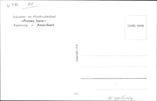 Ak Amersfoort Utrecht Niederlande, Industrie- en Huishoudschool Prinses Irene, Kapelweg
