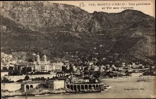 Ak Monte Carlo Monaco, Vue generale et Tir aux Pigeons