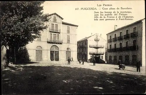 Ak Puigcerda Katalonien, Gran plaza de Barcelona, Platzpartie