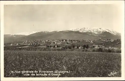 Ak Puigcerda Katalonien, Vue generale, vue de la route d'Osseja