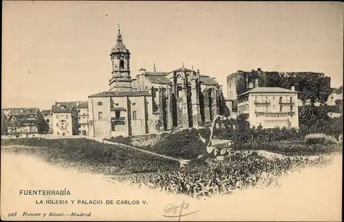 Ak Hondarribia Fuenterrabia Baskenland, La Iglesia y Palacio de Carlos V.