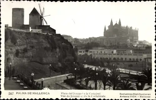 Ak Palma de Mallorca Balearische Inseln, Vista del Jonquet y la Catedral