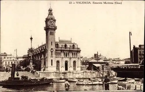 Ak Valencia Stadt Spanien, Estacion Maritima Grao