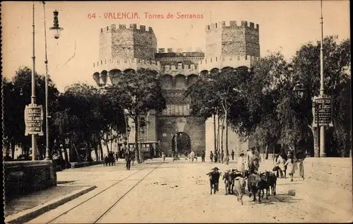 Ak Valencia Stadt Spanien, Torres de Serranos
