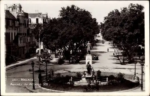 Ak Málaga Andalusien Spanien, Avenida de Alfonso XIII