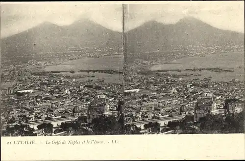 Stereo Ak Napoli Neapel Campania, Le Golfe de Naples et le Vesuve