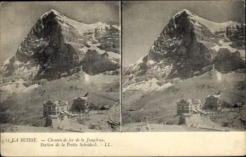 Stereo Ak Kanton Bern, Chemin de fer de la Jungfrau, Station de la Petite Scheideck