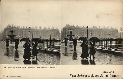 Stereo Ak Paris VIII, Place de la Concorde, Ministere de la Marine