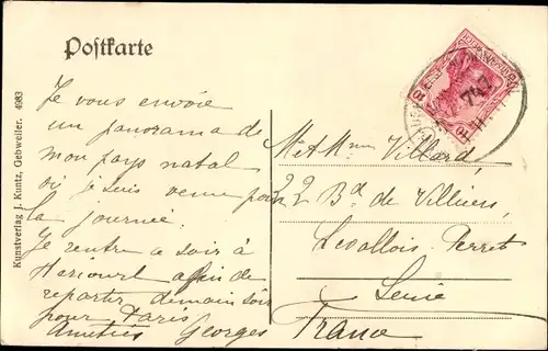 Ak Altkirch Elsass Haut Rhin, Gesamtansicht, Restaurant zur Stadt Mülhausen