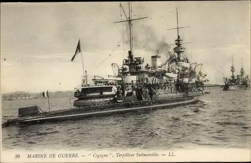 Ak Französisches U Boot, Cigogne, Torpilleur Submersible, Marine de Guerre, Kriegsschiffe