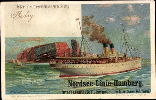 Künstler Litho Linde, W., Salon-Schnelldampfer Silvana, Nordsee-Linie-Hamburg