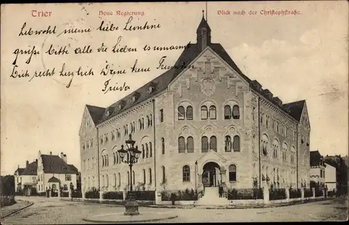 Ak Trier an der Mosel, Blick nach der Christophstraße, Neue Regierung