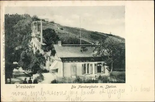 Ak Wiesbaden in Hessen, Nerobergbahn mit Station