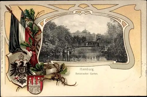 Präge Passepartout Wappen Ak Hamburg, Botanischer Garten