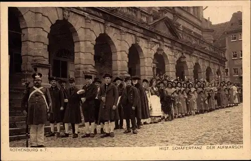 Ak Rothenburg ob der Tauber Mittelfranken, Historischer Schäfertanz, Aufmarsch