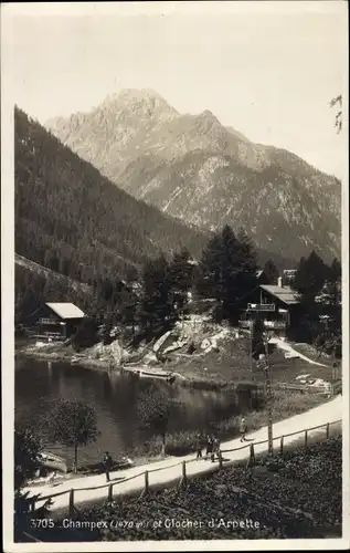 Ak Champex Lac Orsieres Kanton Wallis Schweiz, Clocher d'Arpette