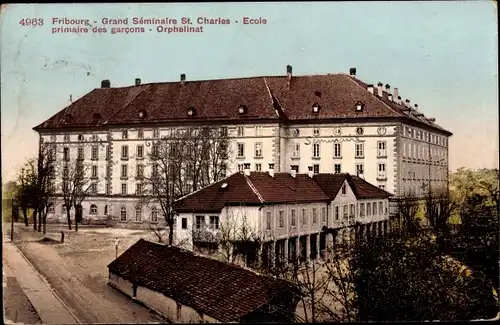 Ak Fribourg Freiburg Stadt Schweiz, Grand Seminaire St. Charles, Ecole primaire des garcons