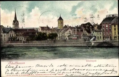 Ak Schaffhausen am Rhein Schweiz, Rheinquai