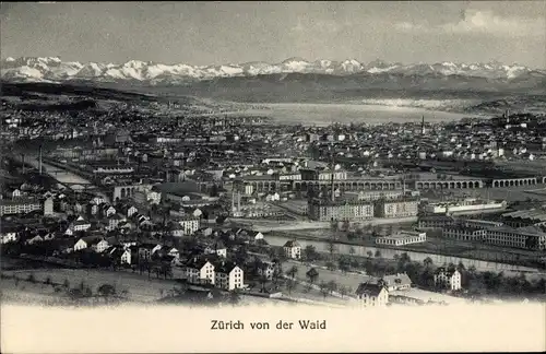 Ak Zürich Stadt Schweiz, Panorama von der Waid