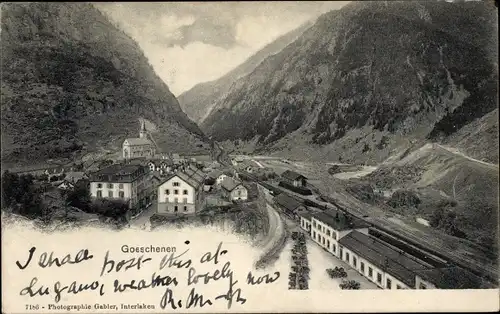 Ak Göschenen Kt. Uri Schweiz, Bahnhof, Vogelschau