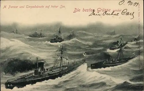 Ak Deutsche Kriegsschiffe, Panzer und Torpedoboote auf hoher See