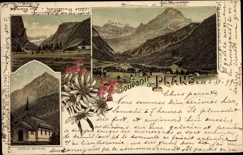 Ak Les Plans sur Bex Kanton Waadt, Kapelle, Landschaft, Gebirge