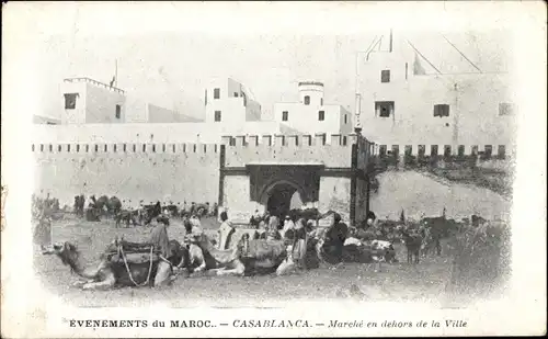Ak Casablanca Marokko, Marché en dehors de la Ville, Kamele