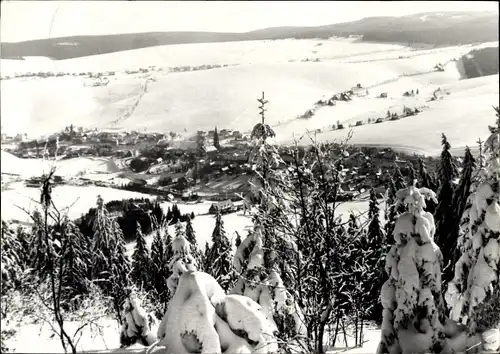 Ak Oberwiesenthal im Erzgebirge Sachsen, Panorama, Winter