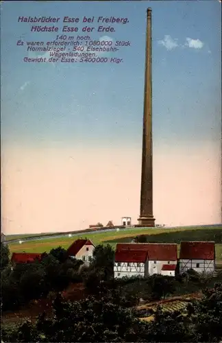 Ak Halsbrücke in Sachsen, Halsbrücker Esse, Blick auf den 140m hohen Schornstein