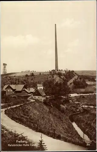 Ak Halsbrücke in Sachsen, Hohe Esse, 140 m hoher Schornstein