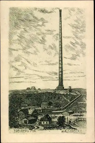 Künstler Ak Halsbrücke in Sachsen, Halsbrücker Esse