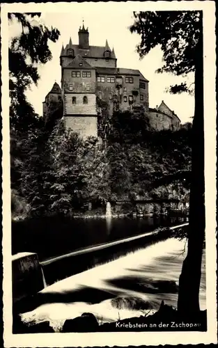 Ak Kriebstein in Sachsen, An der Zschopau, Blick auf das Schloss