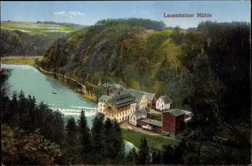 Ak Lauenhain Mittweida in Sachsen, Lauenhainer Mühle, Wehr