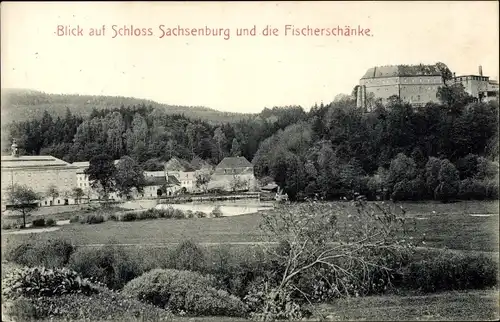 Ak Frankenberg in Sachsen, Schloss Sachsenburg, Fischerschänke